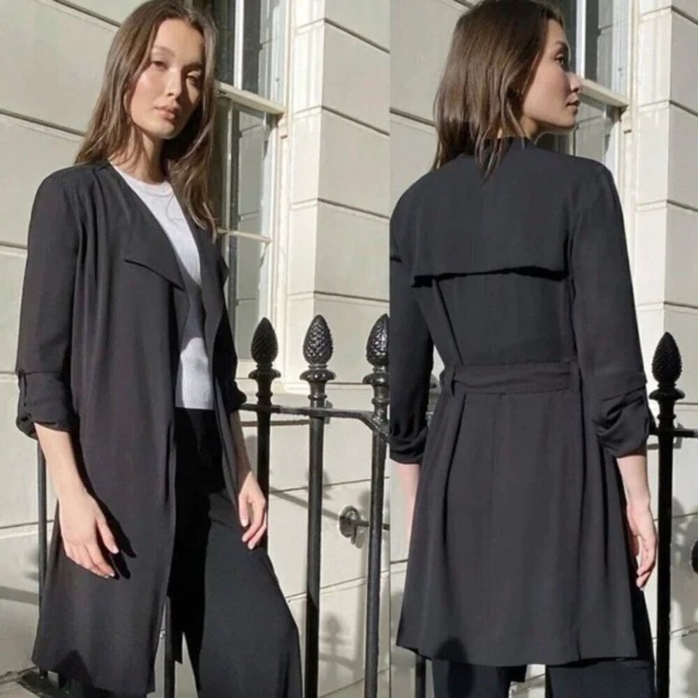 Aritzia Babaton Black Quincey Trench Coat Size XS 23068